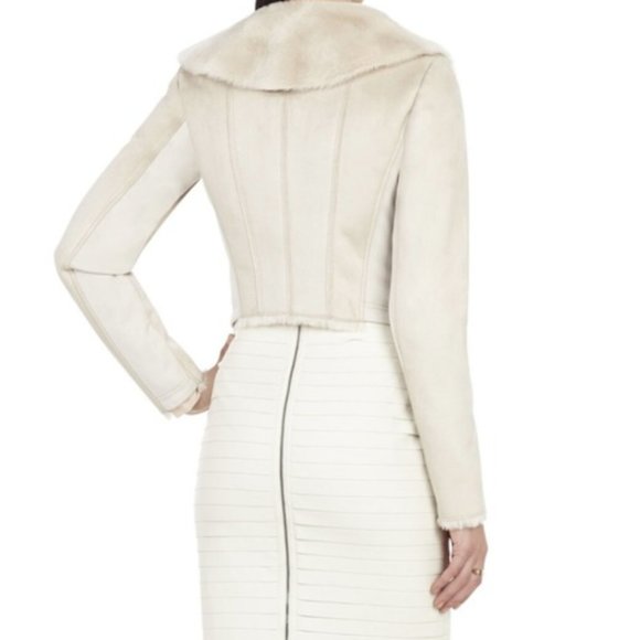 BCBG Maxazria "Clint" Cropped Faux Fur Evening Jacket - Picture 3 of 10